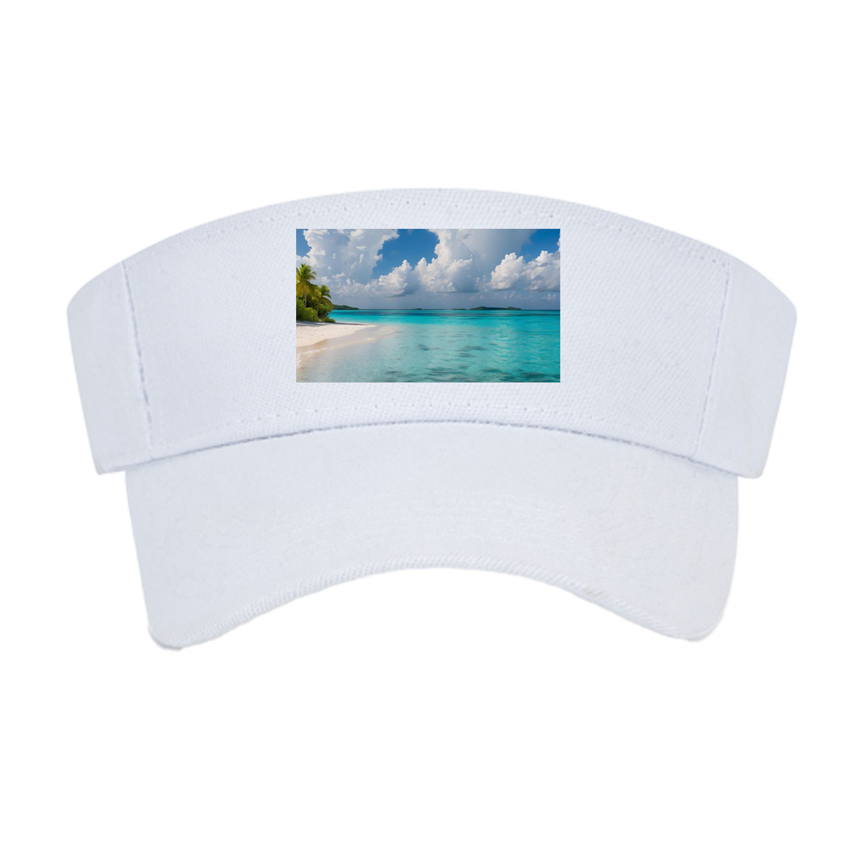 Crystal Clear Waters and White Sand Beach Under Blue Sky -  Visor cap