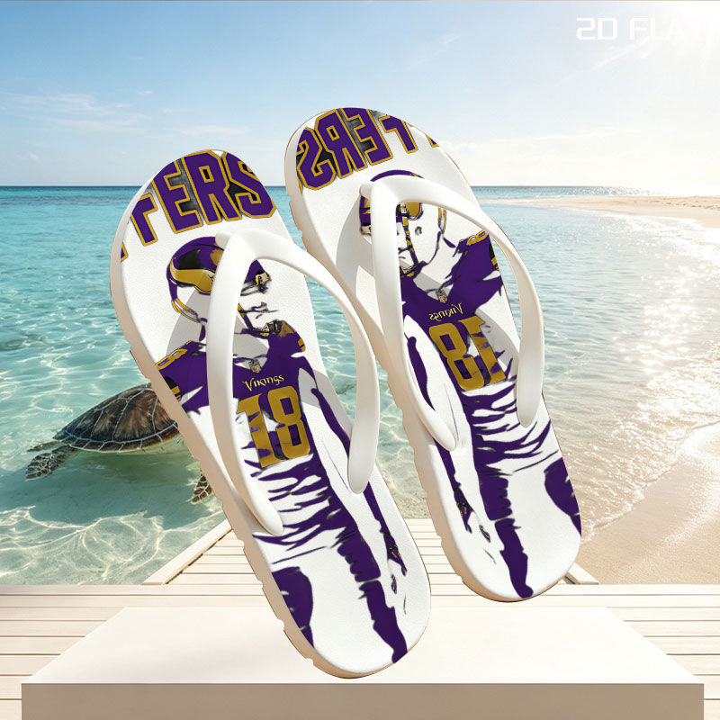 Justin Jefferson, Vikings #18, NFL Football Player -  flip-flops