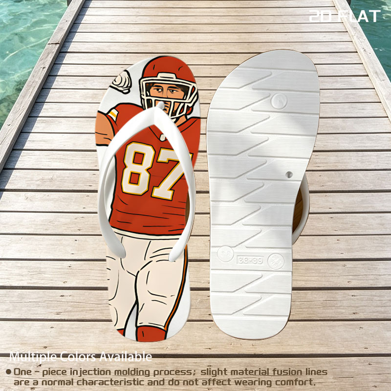 American Football Player #87 Flexing Muscle -  flip-flops