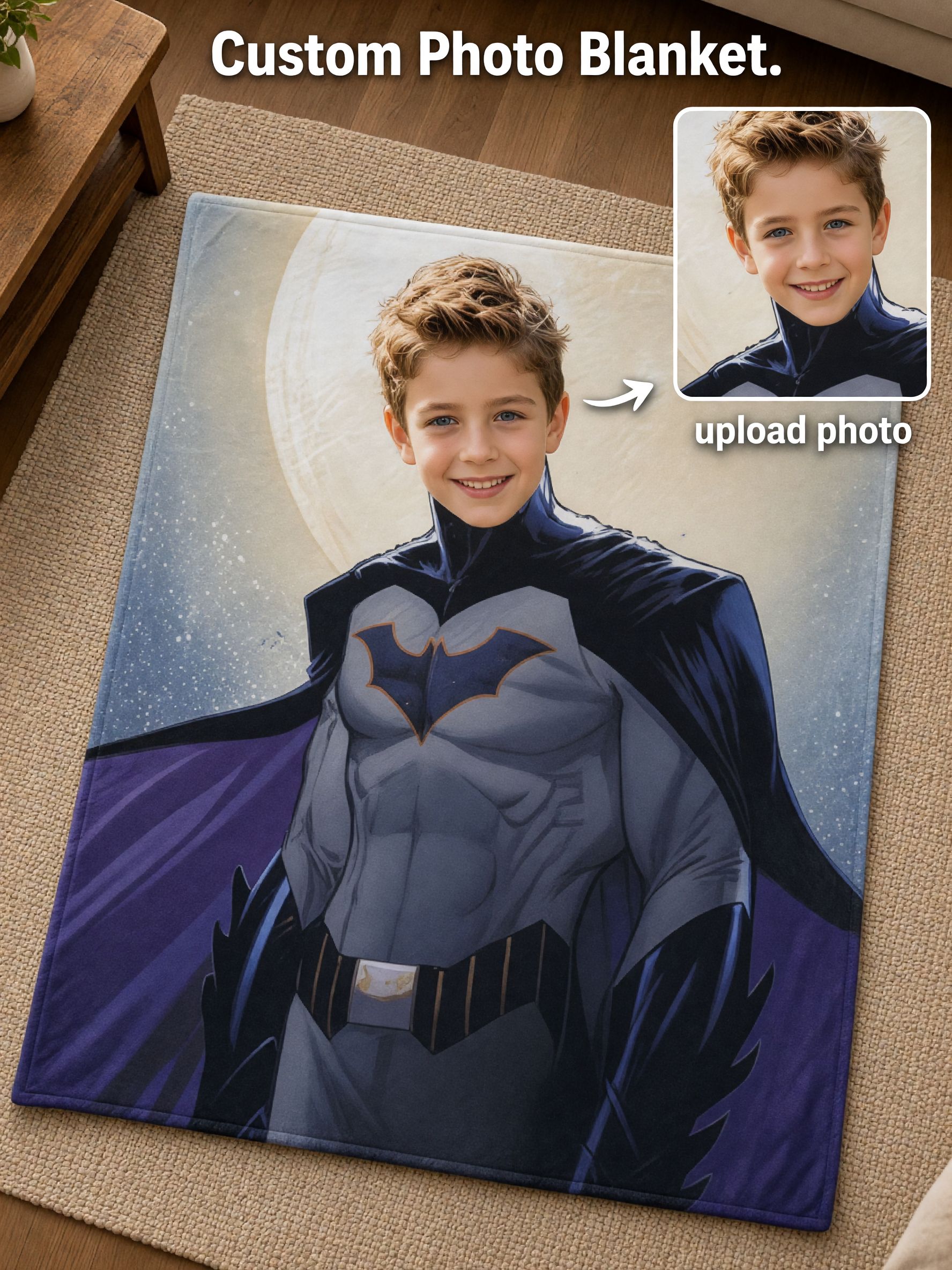 Custom Face Photo Blanket Personalized Superhero Flannel Throw Cozy Fleece Bed Blanket Ideal Personalized Gift