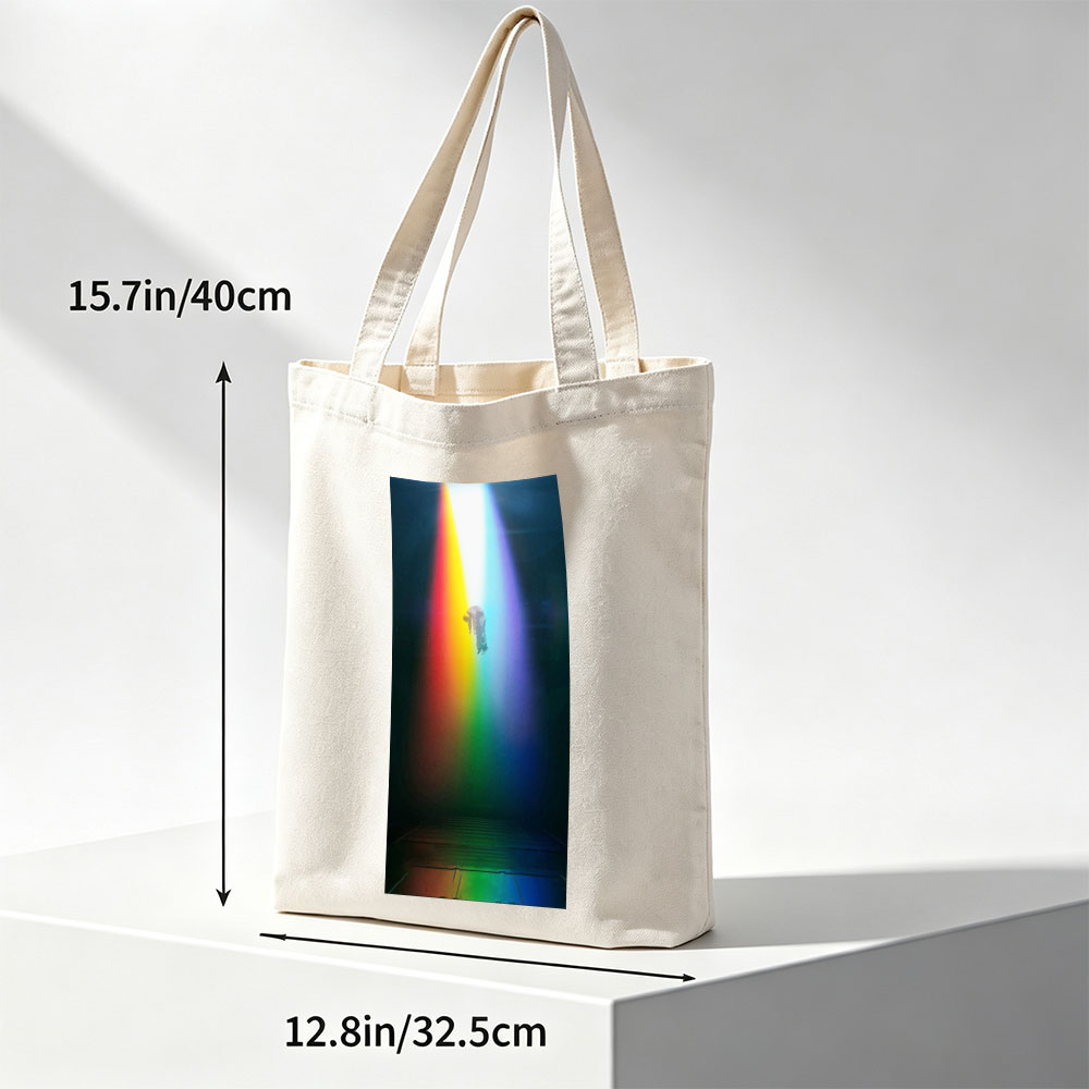 Coldplay Live Performance in a Rainbow-Lit Stage with Diver Silhouette - Canvas tote bags