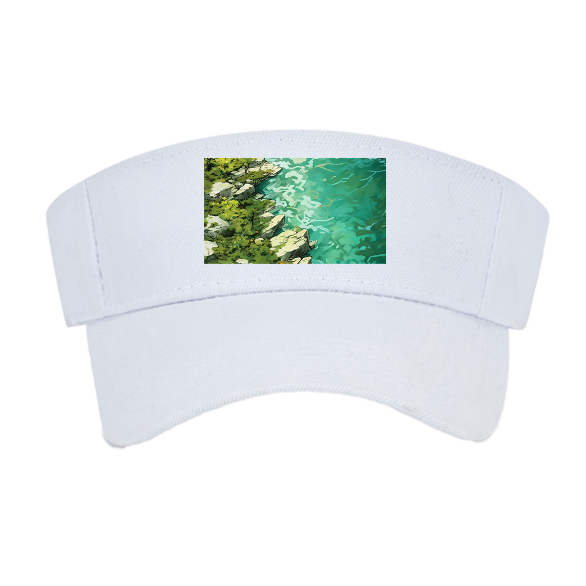 Crystal Clear River Winding Through Rocky Landscape -  Visor cap