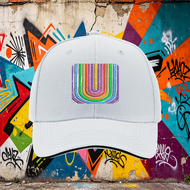Unisex Classic Sandwich Hat with Glitter Rainbow Arch Print - Perfect for Outdoor Activities, Festivals, and Casual Wear - Ideal for Adults Seeking Stylish and Comfortable Headwear
