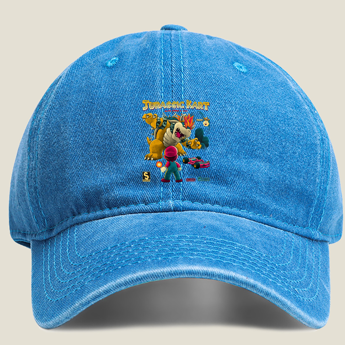Jurassic Kart: Mario vs Bowser - Washed Denim - Baseball Cap