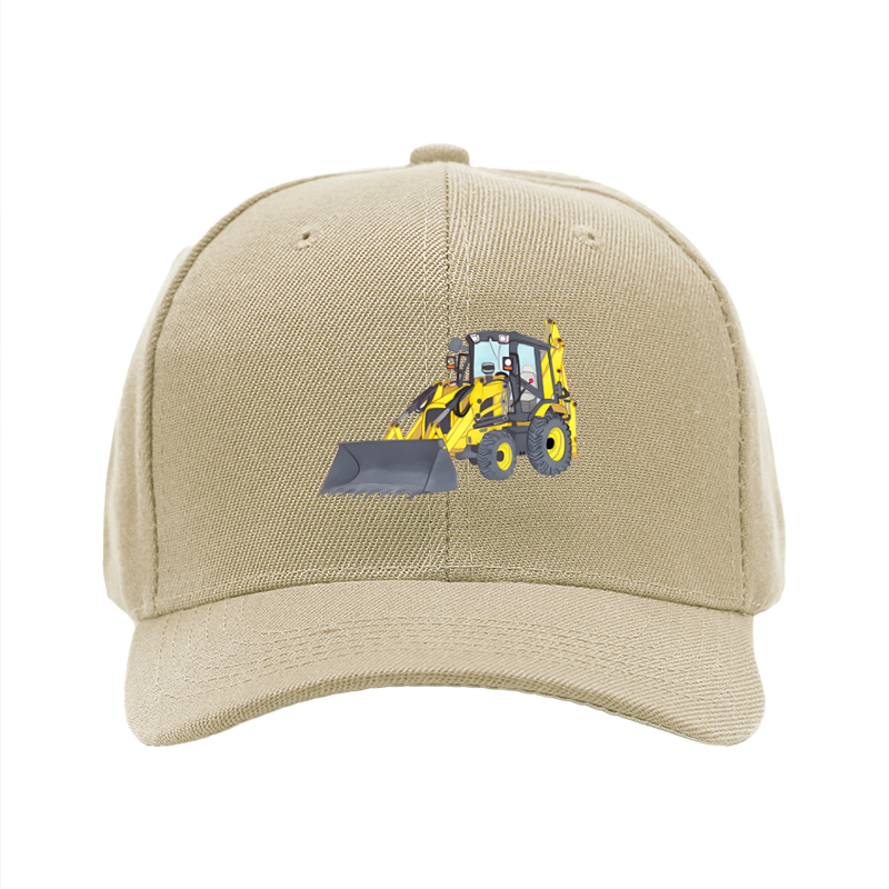 1pc New Baseball Cap with Yellow Excavator Print and Bold Text Design Unisex Adjustable Hat for Outdoor Work and Leisure Activities Suitable for Adults Who Love Construction Machinery and Heavy Equipment Themes