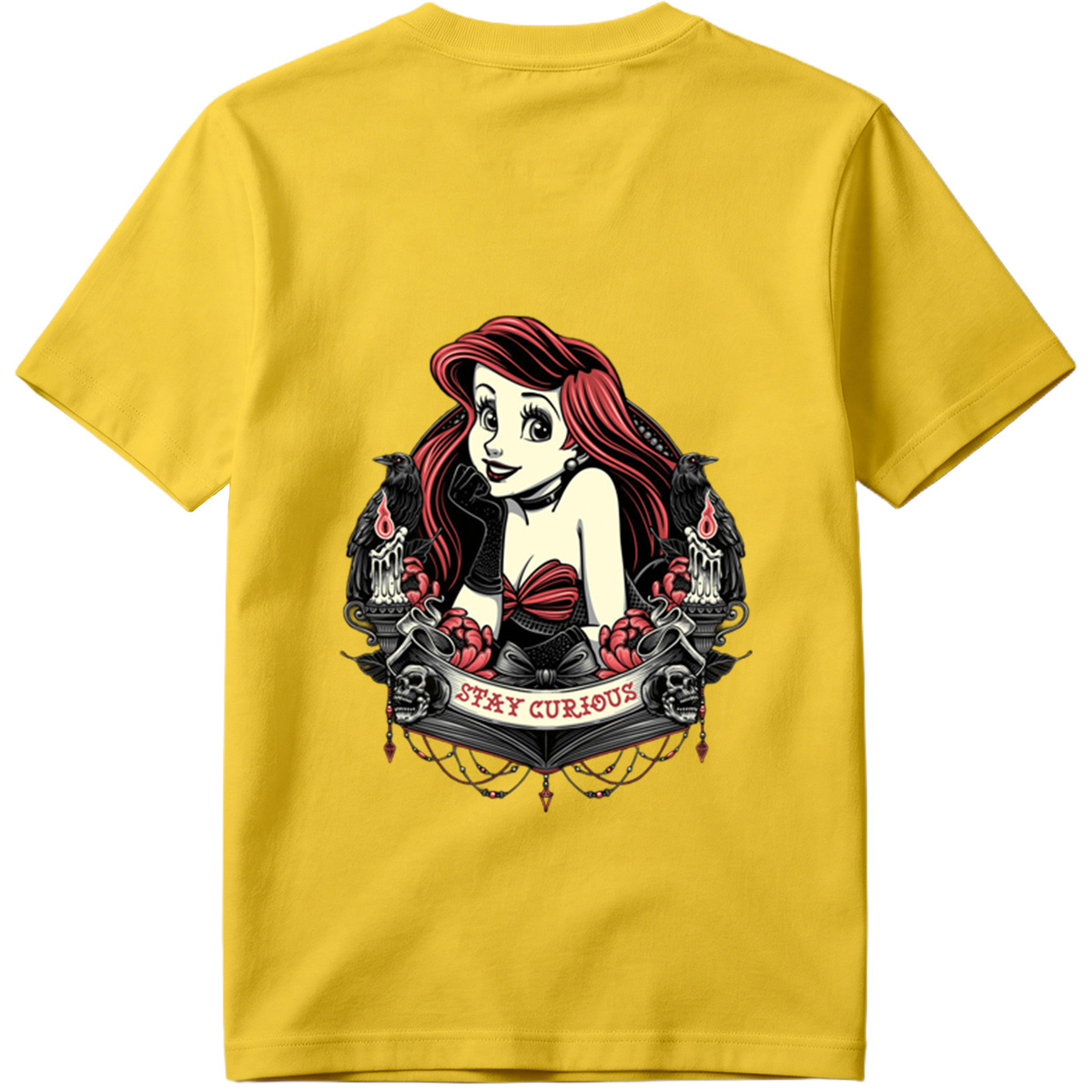 Ariel Stay Curious Gothic Design - Tee