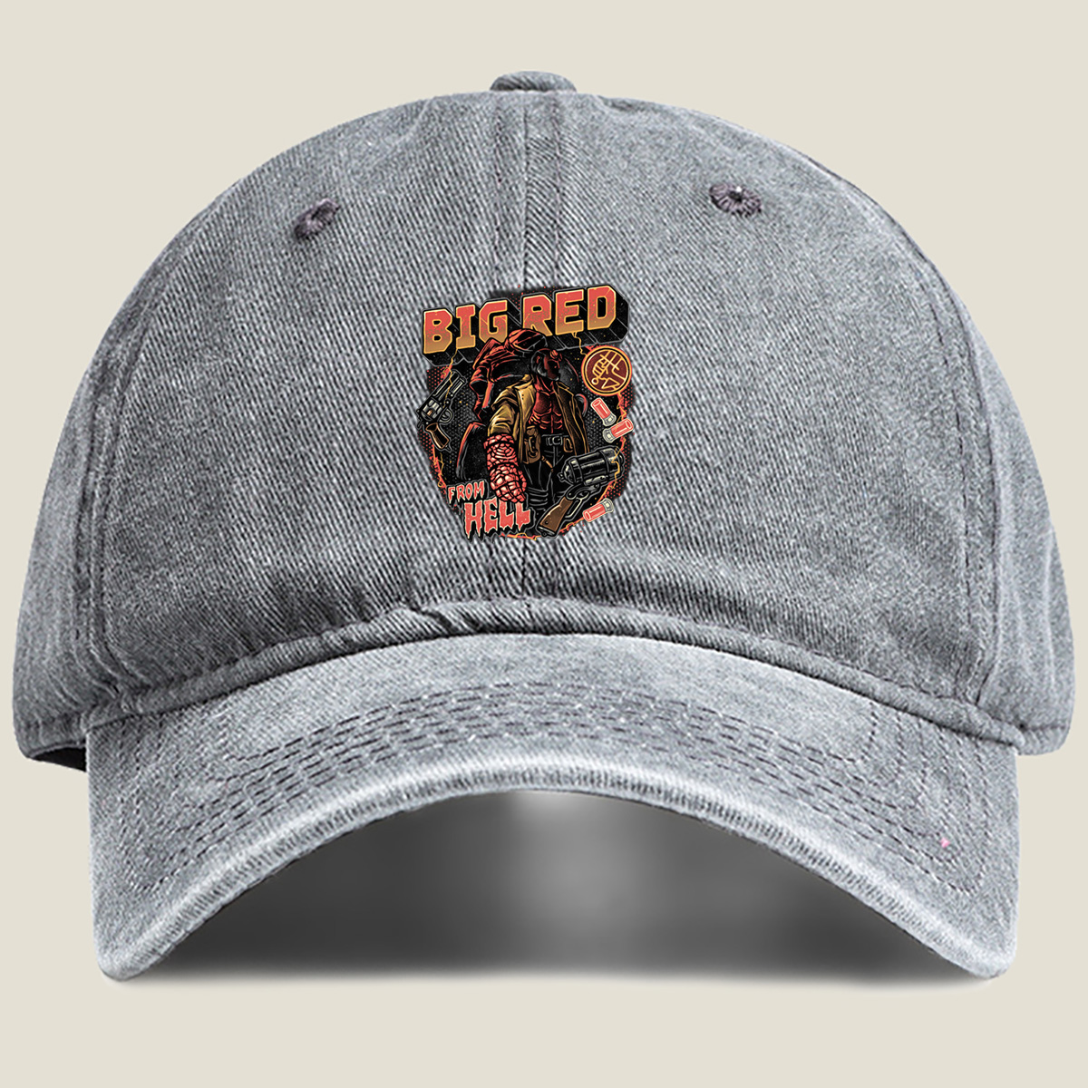 Big Red from Hell - Washed Denim - Baseball Cap
