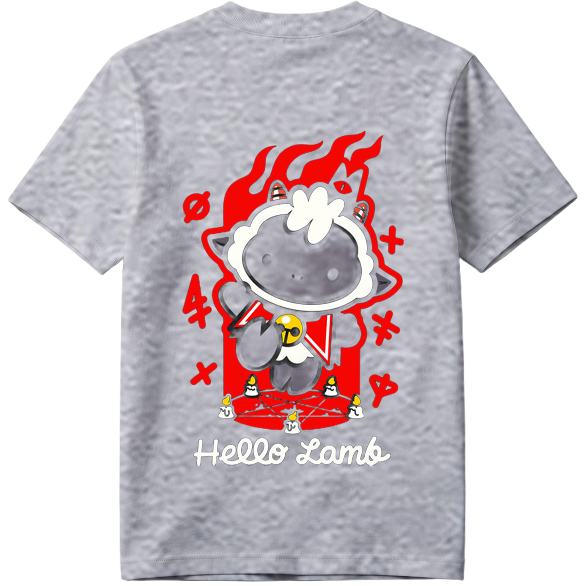 Hello Lamb: Dark Sheep with Flames and Ritual Symbols - Tee