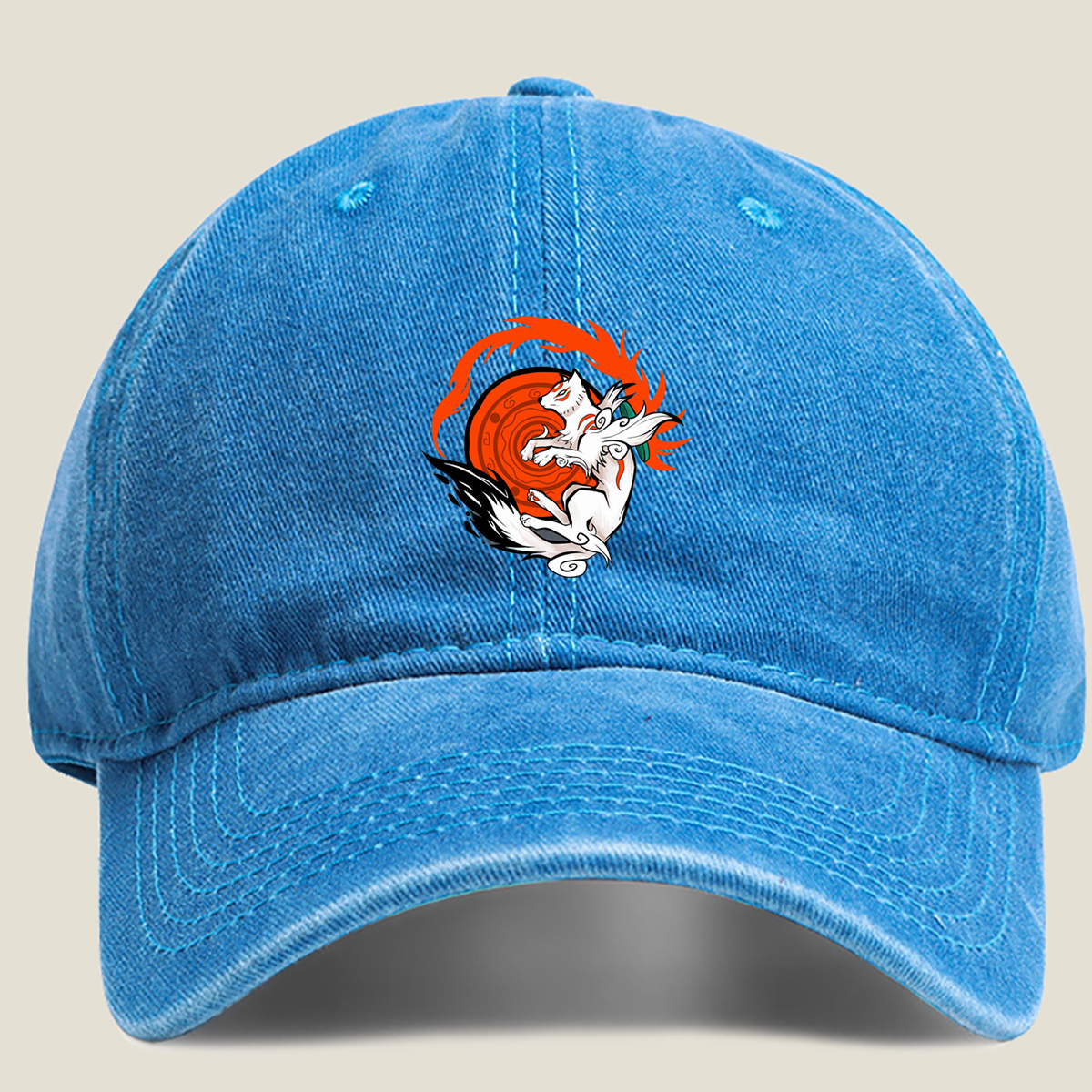 Naruto: Kurama and Nine-Tailed Fox - Washed Denim - Baseball Cap