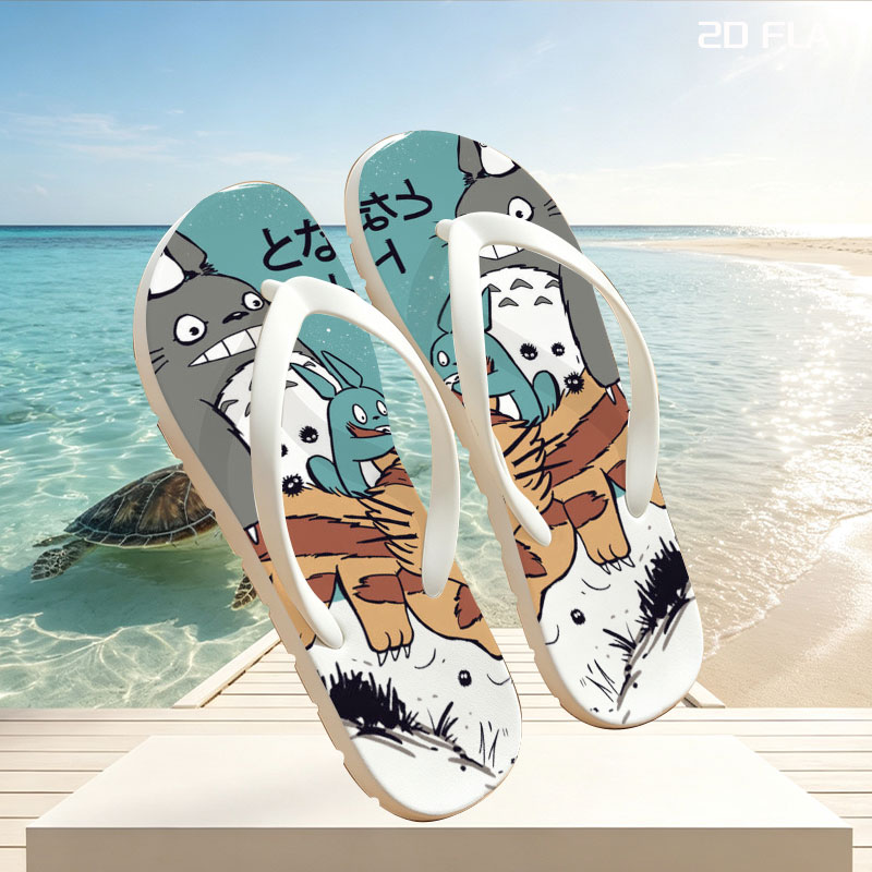 Totoro, Chu, and Catbus from My Neighbor Totoro -  flip-flops