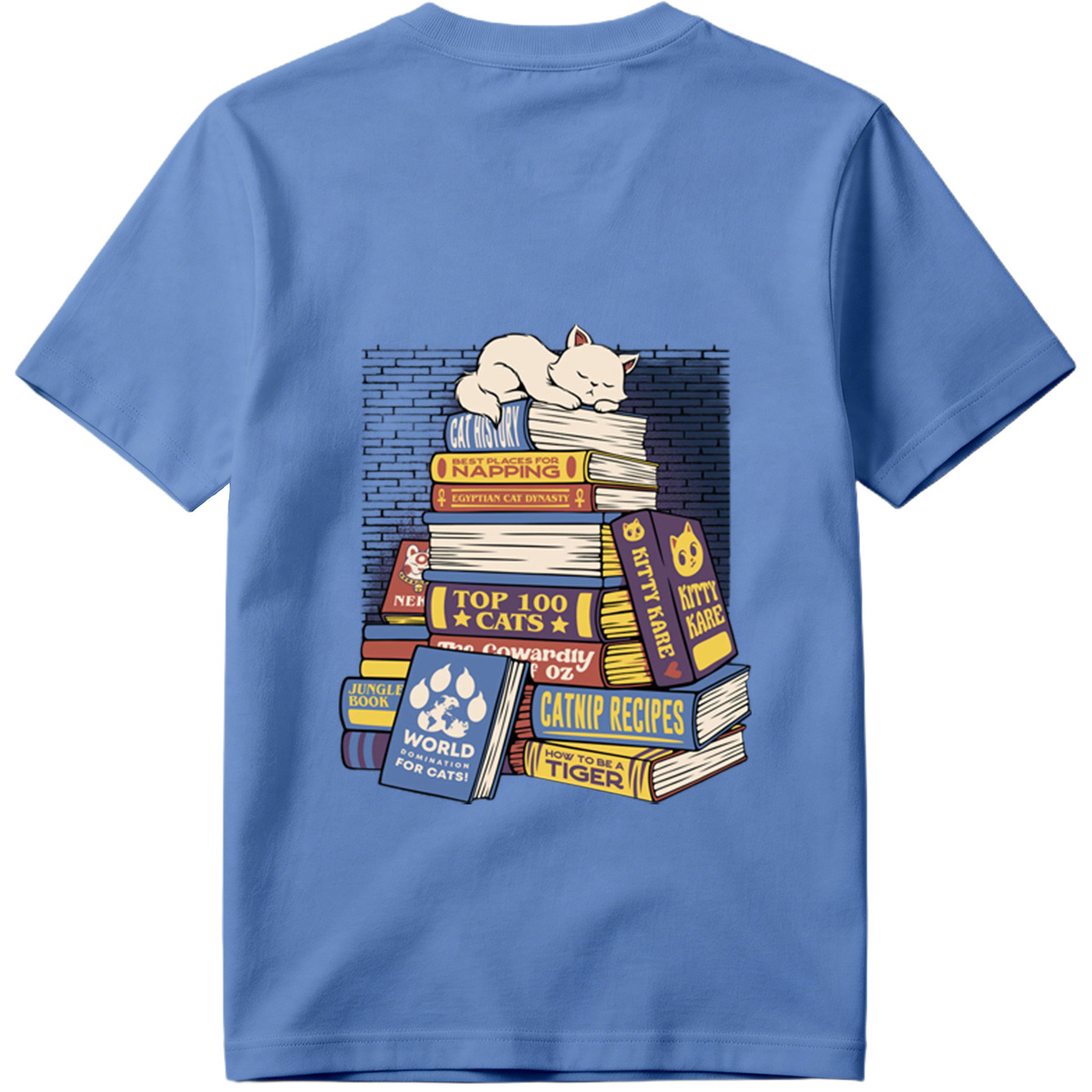 Cat Nap on Book Stack - Tee