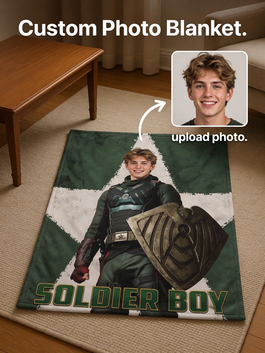 Custom Photo Face Flannel Blanket Personalized Superhero Portrait Soft Anti-Pilling Fleece Throw Gift