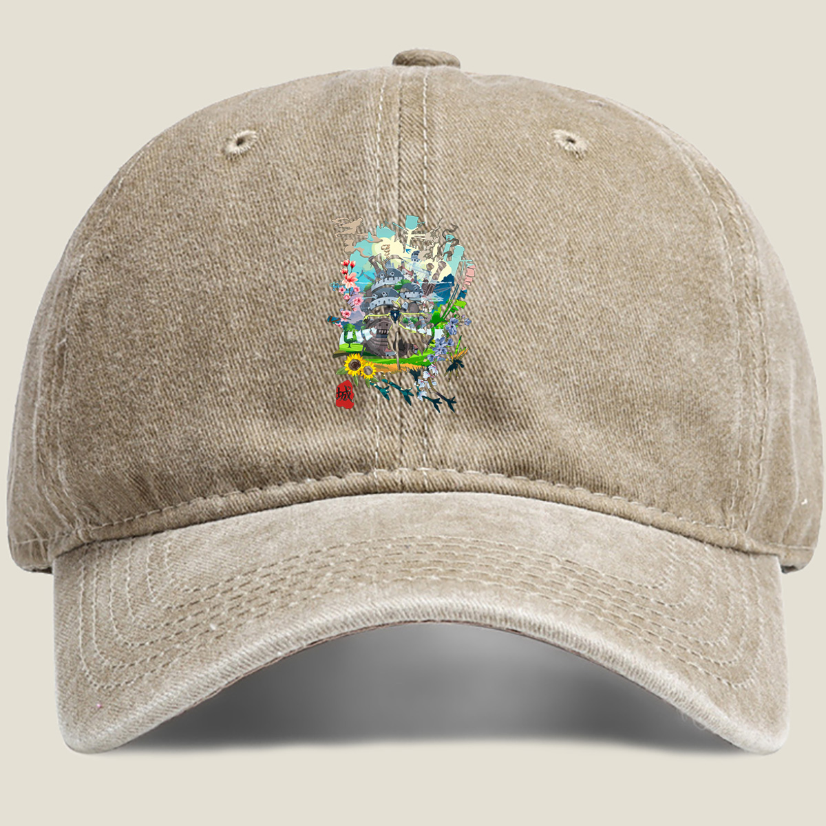Castle of the Ninja and the Sunflower - Washed Denim - Baseball Cap