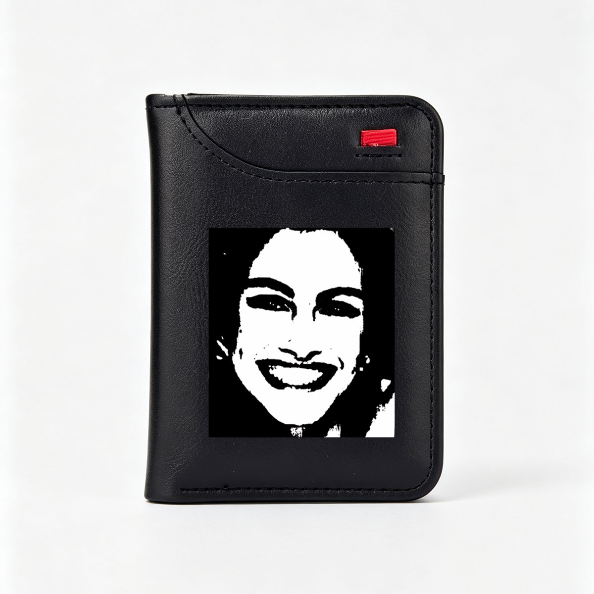 Smiling Woman Portrait in Black and White - Vertical Style Wallet