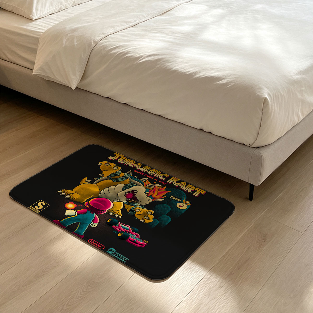 Jurassic Kart: Mario vs Bowser in a Prehistoric Race Adventure - Flannel floor mat