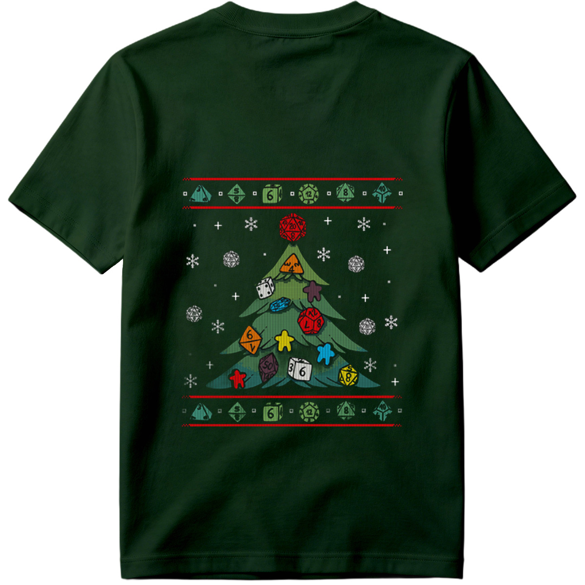 D&D Christmas Tree with Polyhedral Dice Decorations - Tee