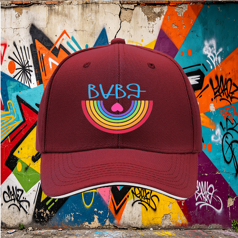 Unisex Classic Sandwich Hat with Rainbow Heart and 