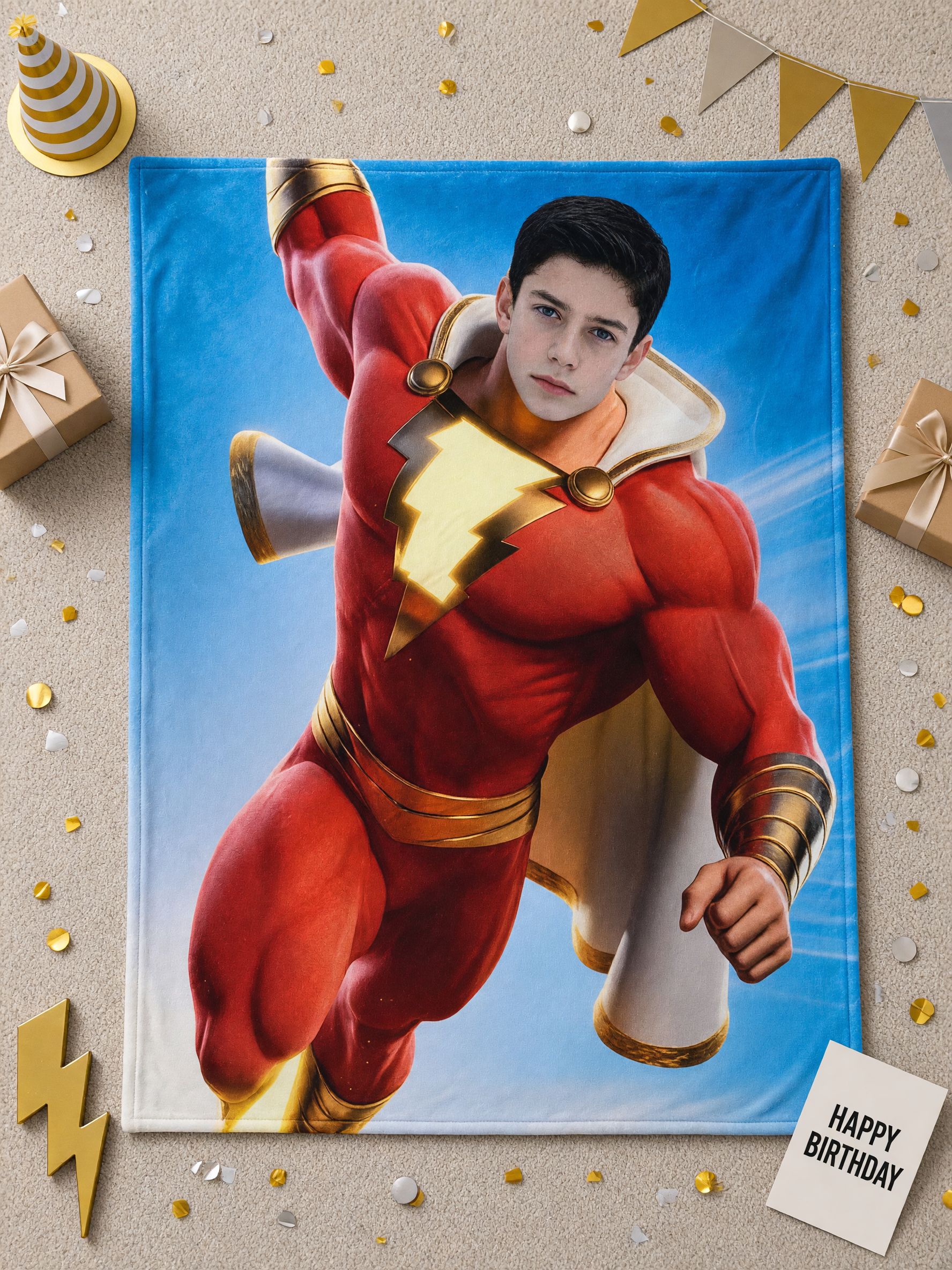 Personalized Superhero Face Photo Blanket Soft Flannel Fleece Throw for Kids and Adults Ideal Cozy Keepsake Gift
