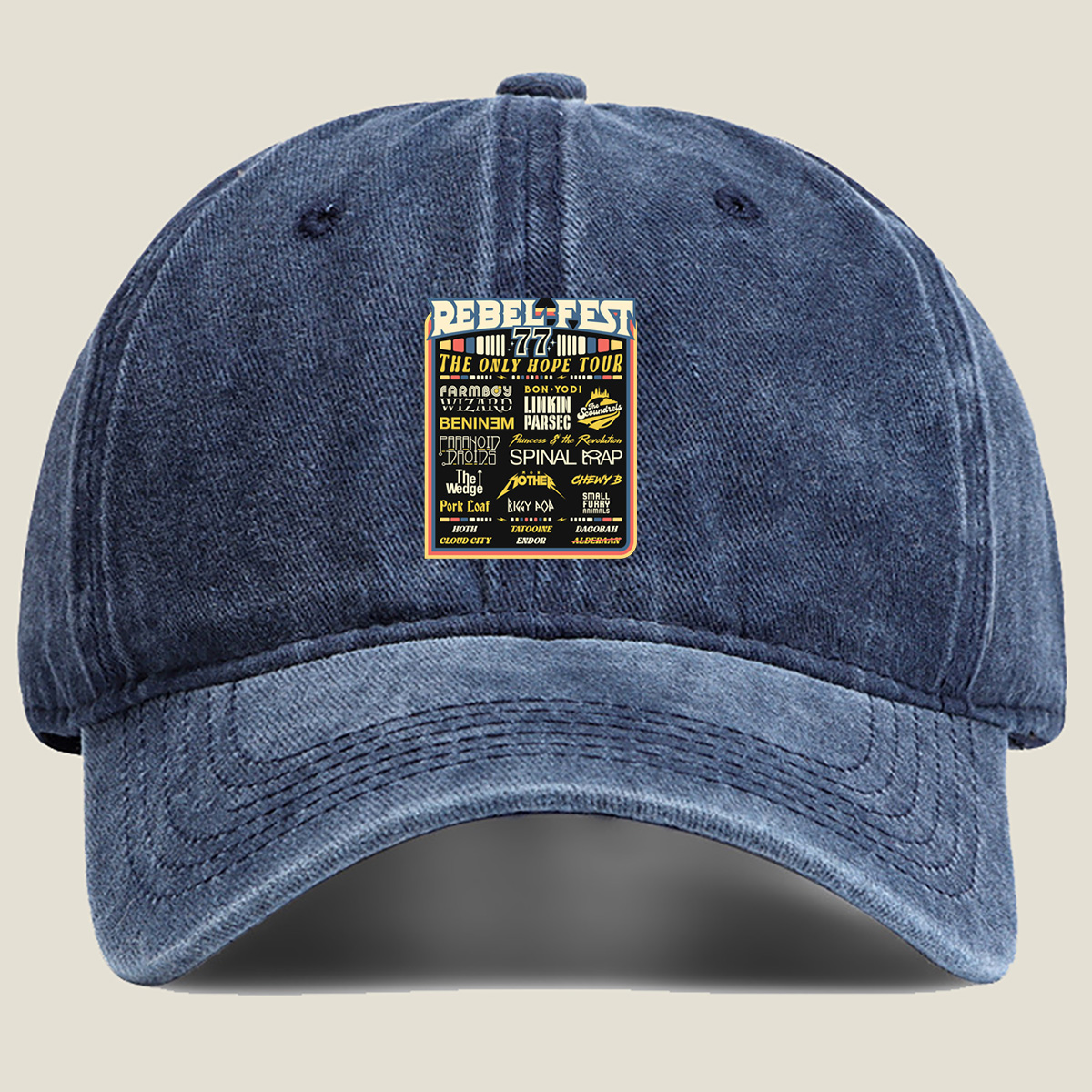 Rebel-Fest 77: The Only Hope Tour Featuring Star Wars Characters and Bands - Washed Denim - Baseball Cap