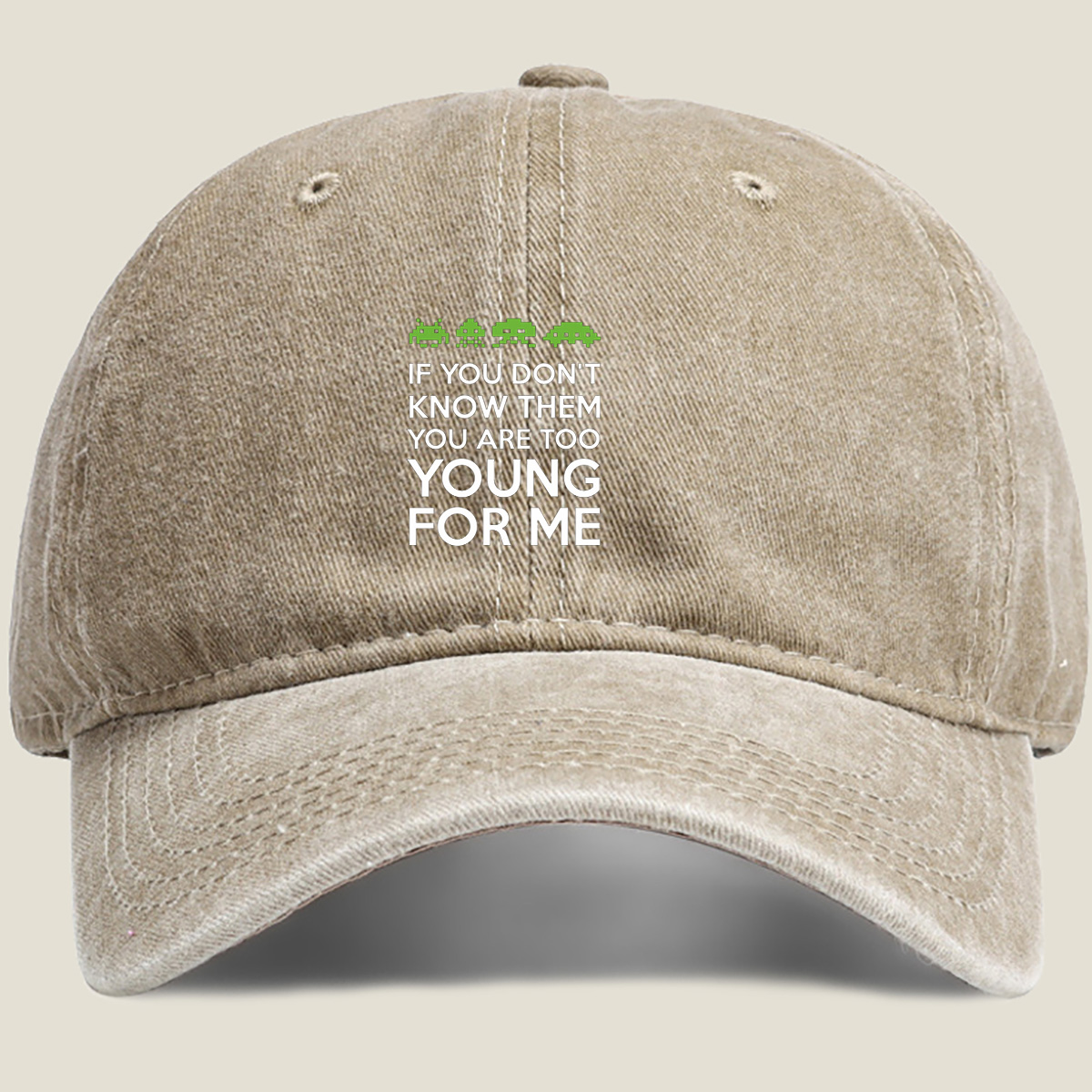 Space Invaders: If You Don't Know Them, You Are Too Young for Me - Washed Denim - Baseball Cap