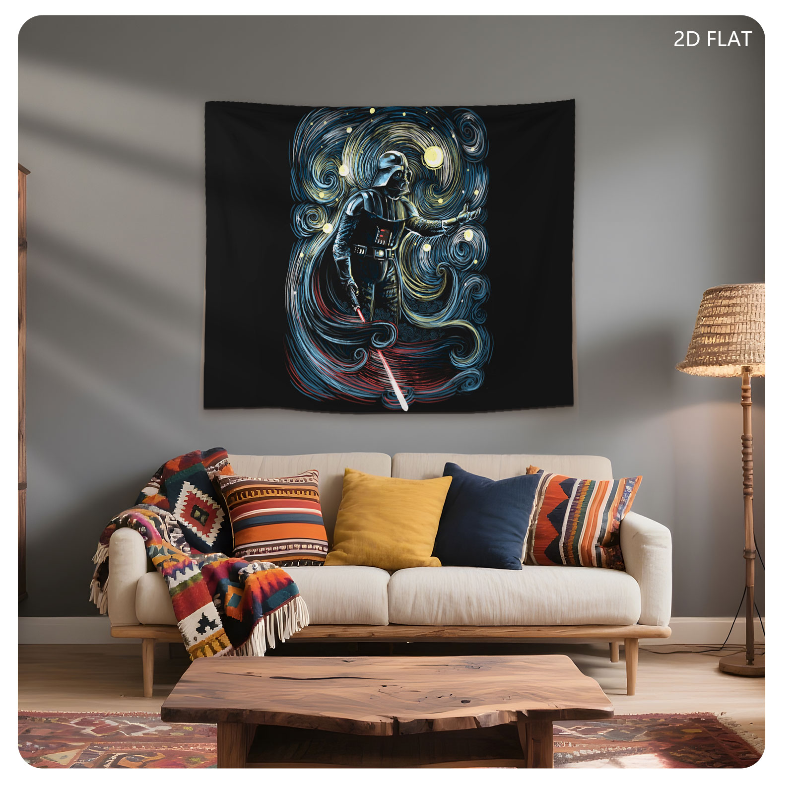 Darth Vader in a Starry Night Style Artwork - Tapestry