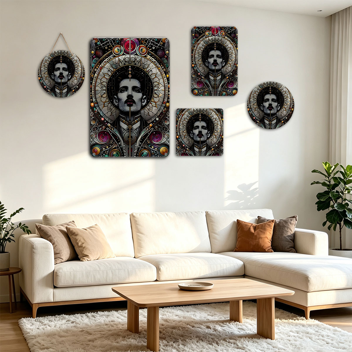 Freddie Mercury in Cosmic Stained Glass Art - painting