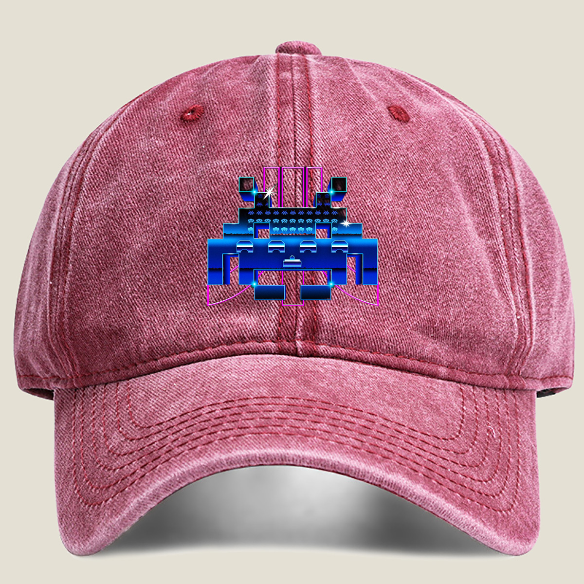 Space Invaders: Classic Arcade Encounter - Washed Denim - Baseball Cap