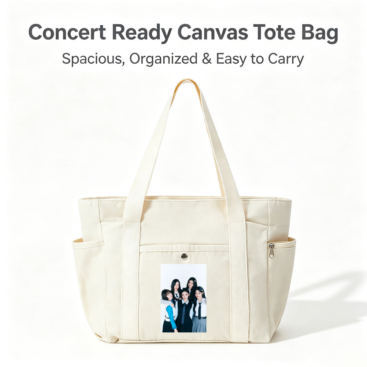 NewJeans School Uniform Concept Photo with Five Members in Coordinated Outfits - Multi-pocket bags