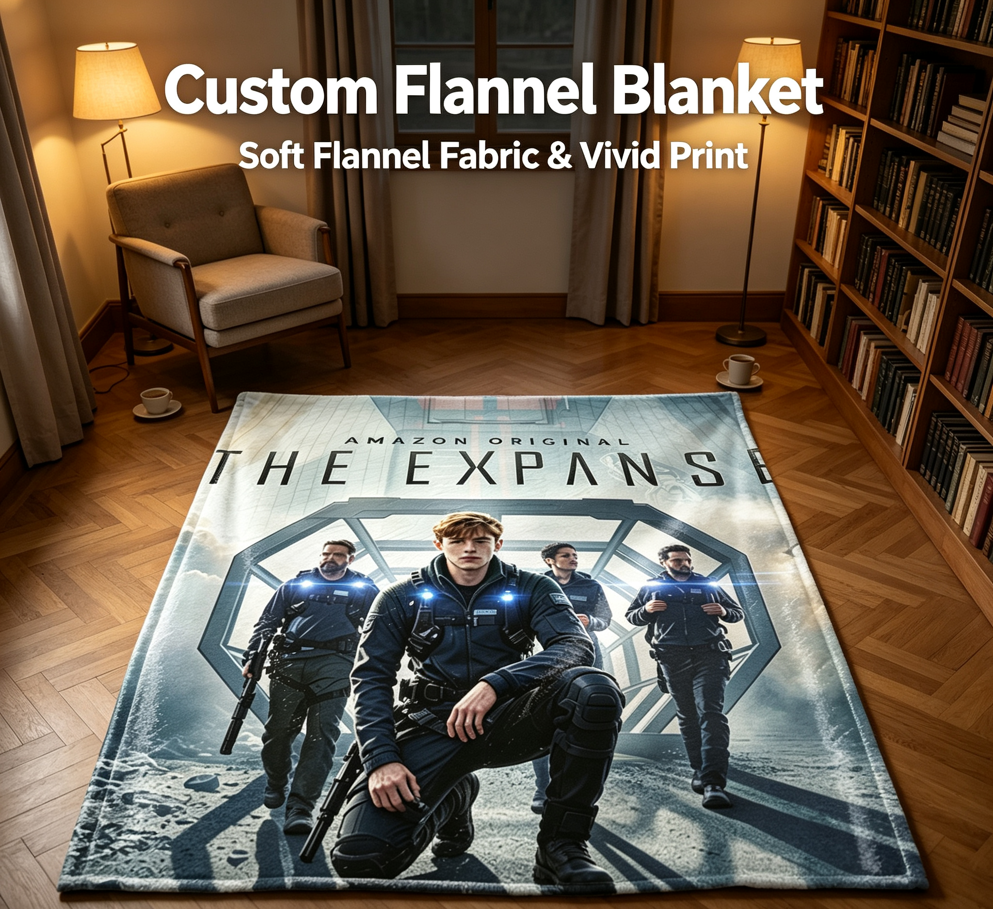 Custom Face Blanket The Expanse Amazon Original Sci-Fi Series Flannel Blanket for Fans Space Drama TV Show Gift or Giveaway