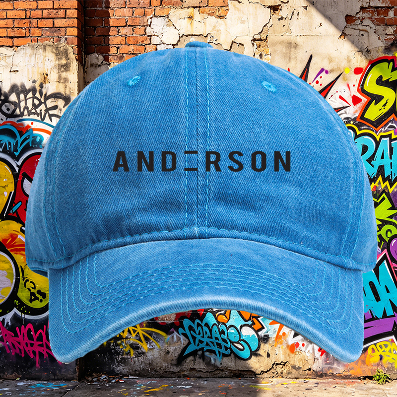 Unisex Classic Washed Cap with ANDERSON Logo Print - Stylish Cotton Baseball Hat for Outdoor Activities, Urban Fashion, and Daily Wear - Perfect for Men and Women Seeking Casual Streetwear Look