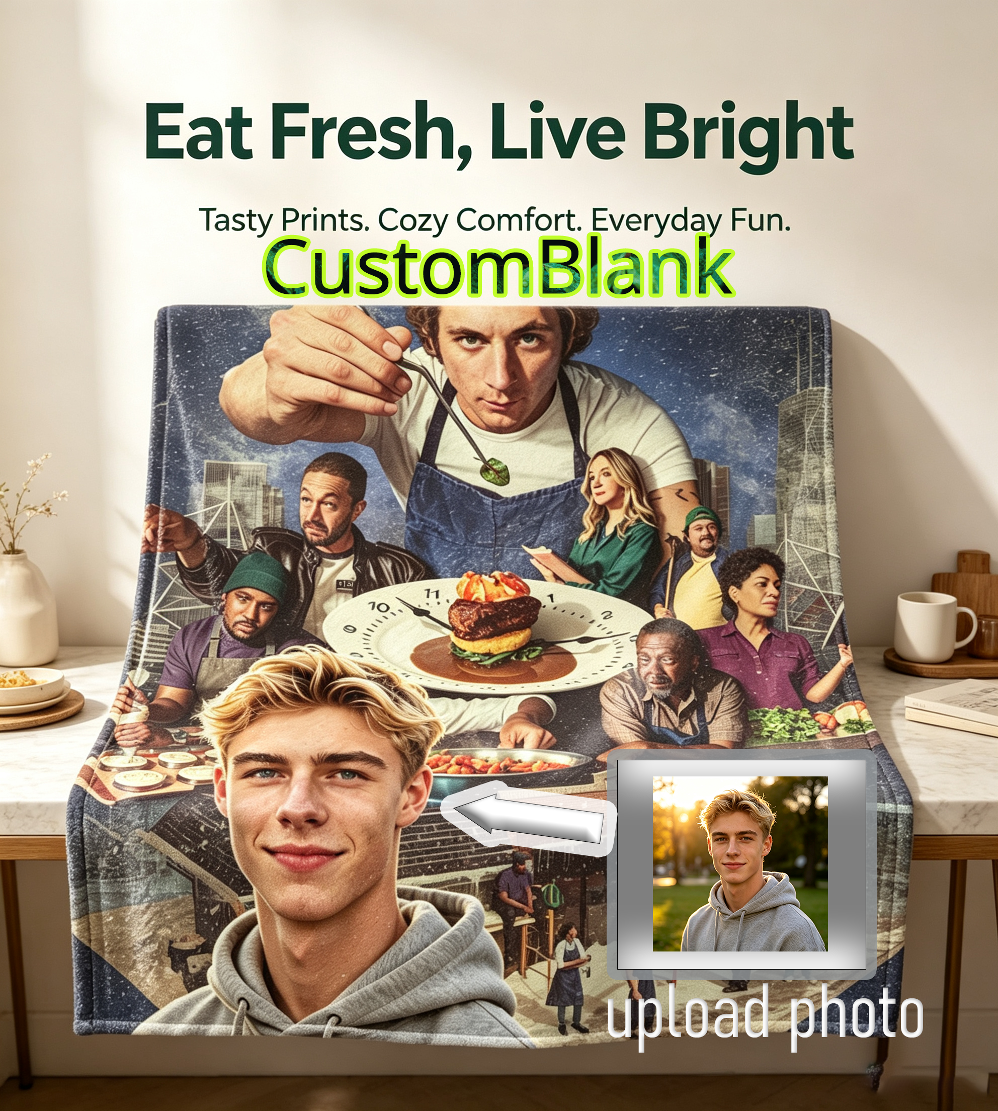 Custom Face Blanket The Bear TV Show Character Flannel Blanket Perfect for Fans of the FX Series Cozy Home Decor Gift Idea for Birthdays or Holidays