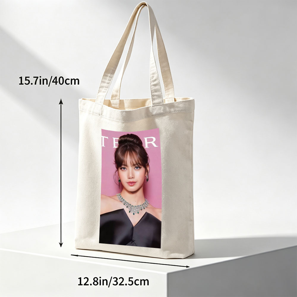 Lisa Blackpink Red Carpet Glamour in Emerald Jewelry and Black Gown - Canvas tote bags