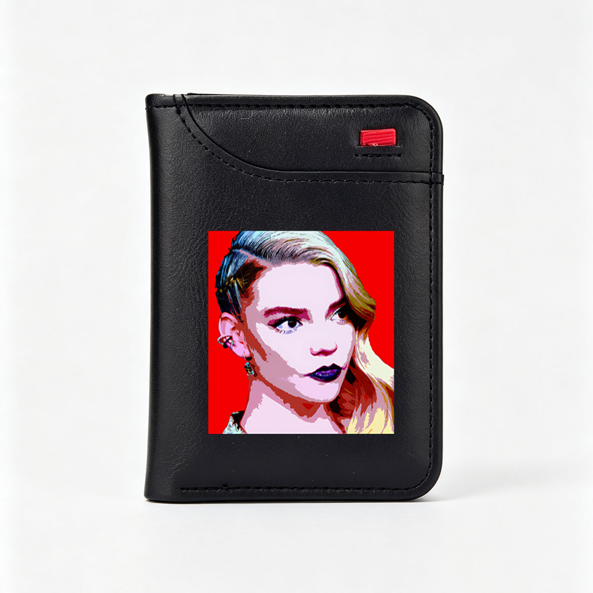 Pop Art Portrait of a Blonde Woman with Bold Makeup and Earrings - Vertical Style Wallet
