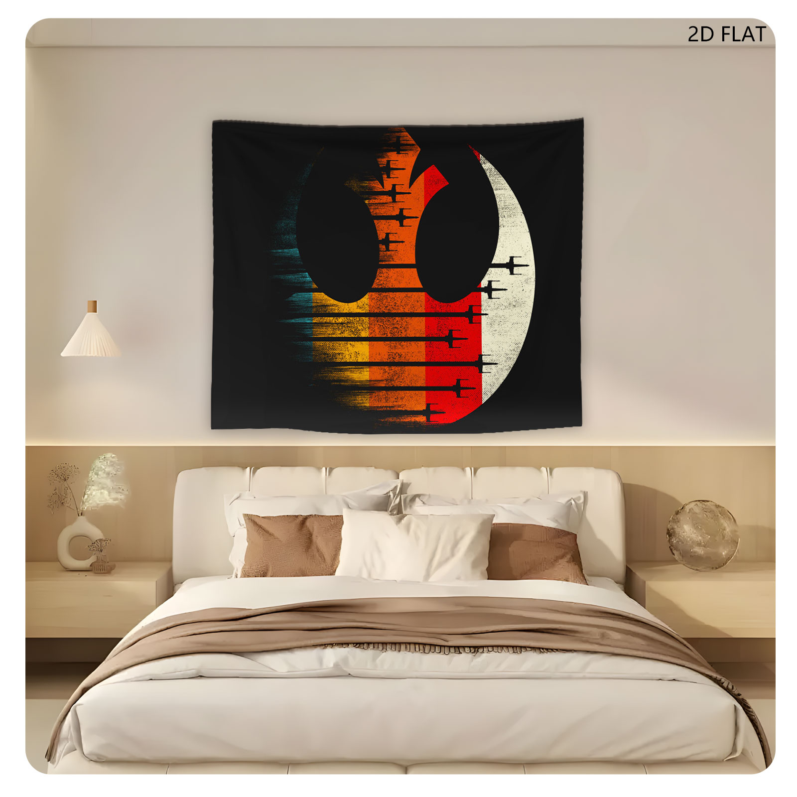 Star Wars Rebel Alliance Symbol with X-Wing Fighters and Vintage Color Gradient - Tapestry