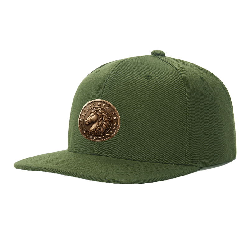 Flat Brim Baseball Cap Horse Head Emblem with Stars and Moon Design Streetwear Underground Skate Style for Basketball Court Skate Park Urban Lifestyle Skaters Rappers Streetwear Enthusiasts