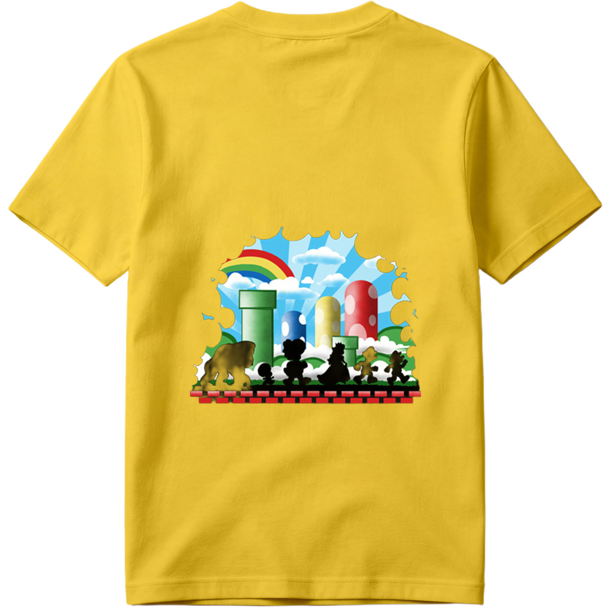 Super Mario Silhouettes: Koopa, Toad, Princess, Mario, and Luigi - Tee