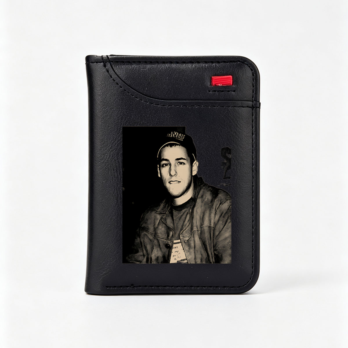 Young Man in Leather Jacket and Baseball Cap - Vertical Style Wallet