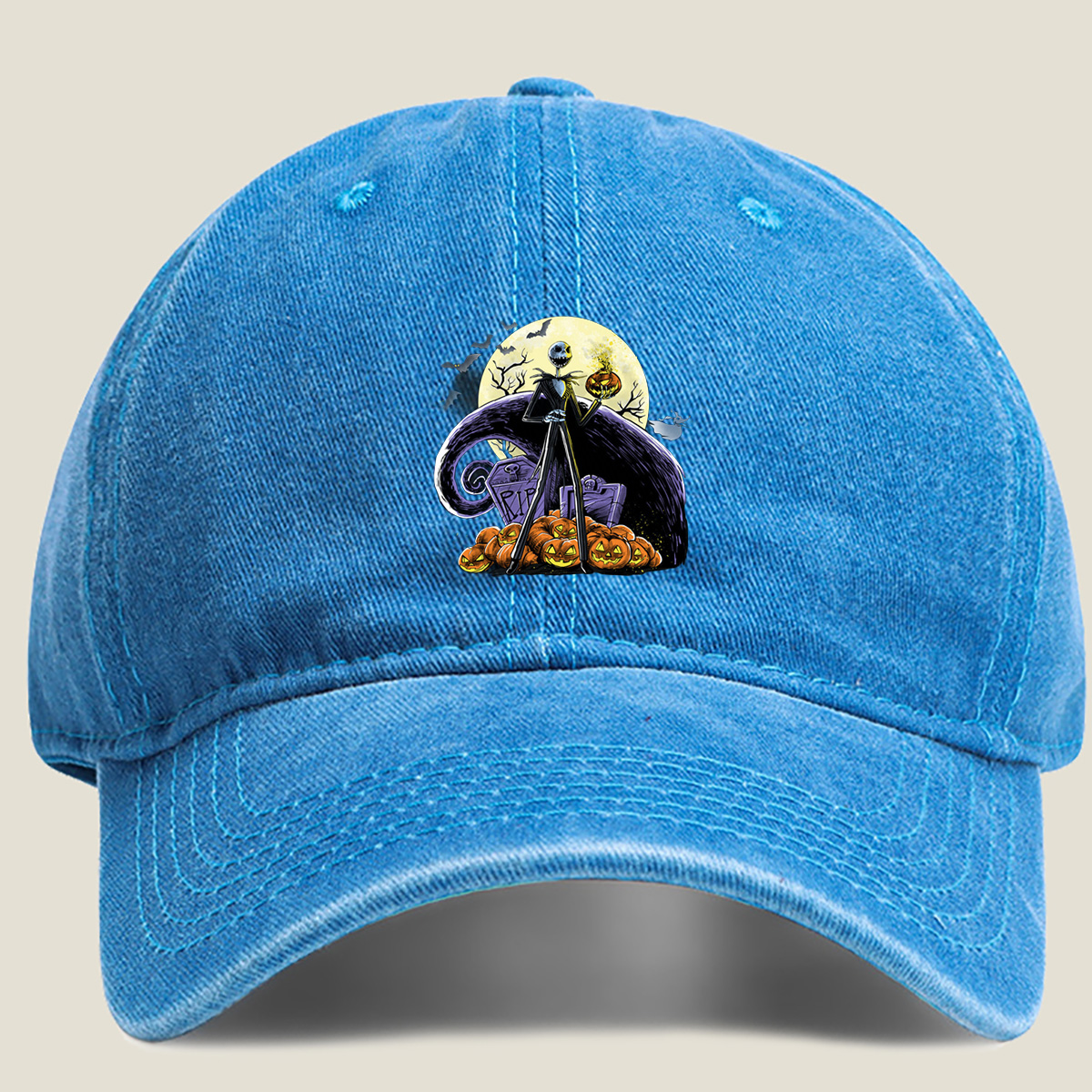 The Nightmare Before Christmas - Jack Skellington and Pumpkin King - Washed Denim - Baseball Cap