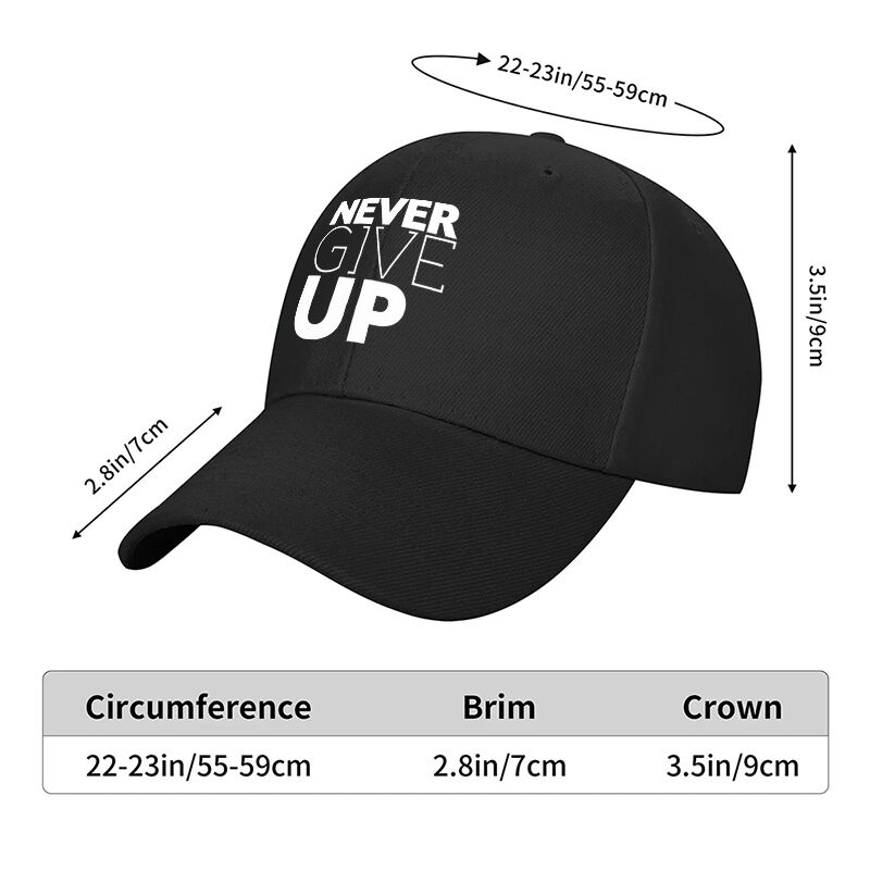 Curved Brim Baseball Cap Never Give Up Inspirational Letter Print
