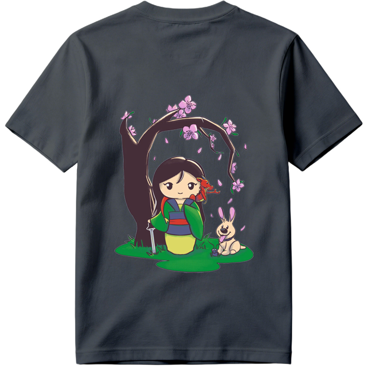 Mulan with Mushu and Cri-Kee Under Cherry Blossom Tree - Tee