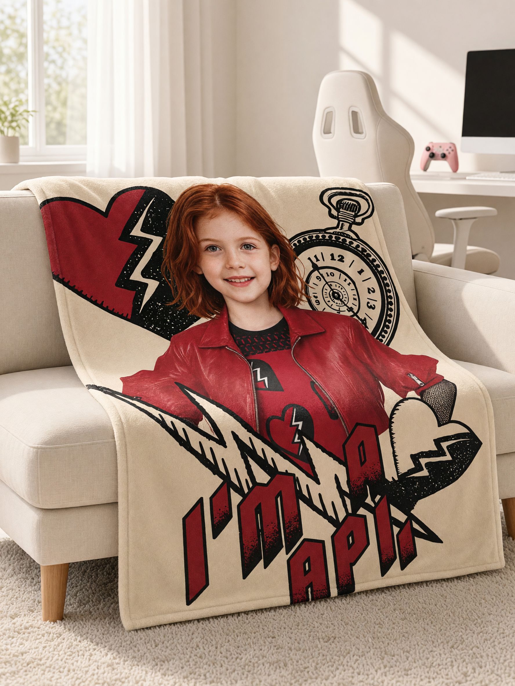 Custom Photo Face Blanket, Personalized Flannel Throw with Graphic Art Portrait, Ideal Personalized Gift for Bed Couch