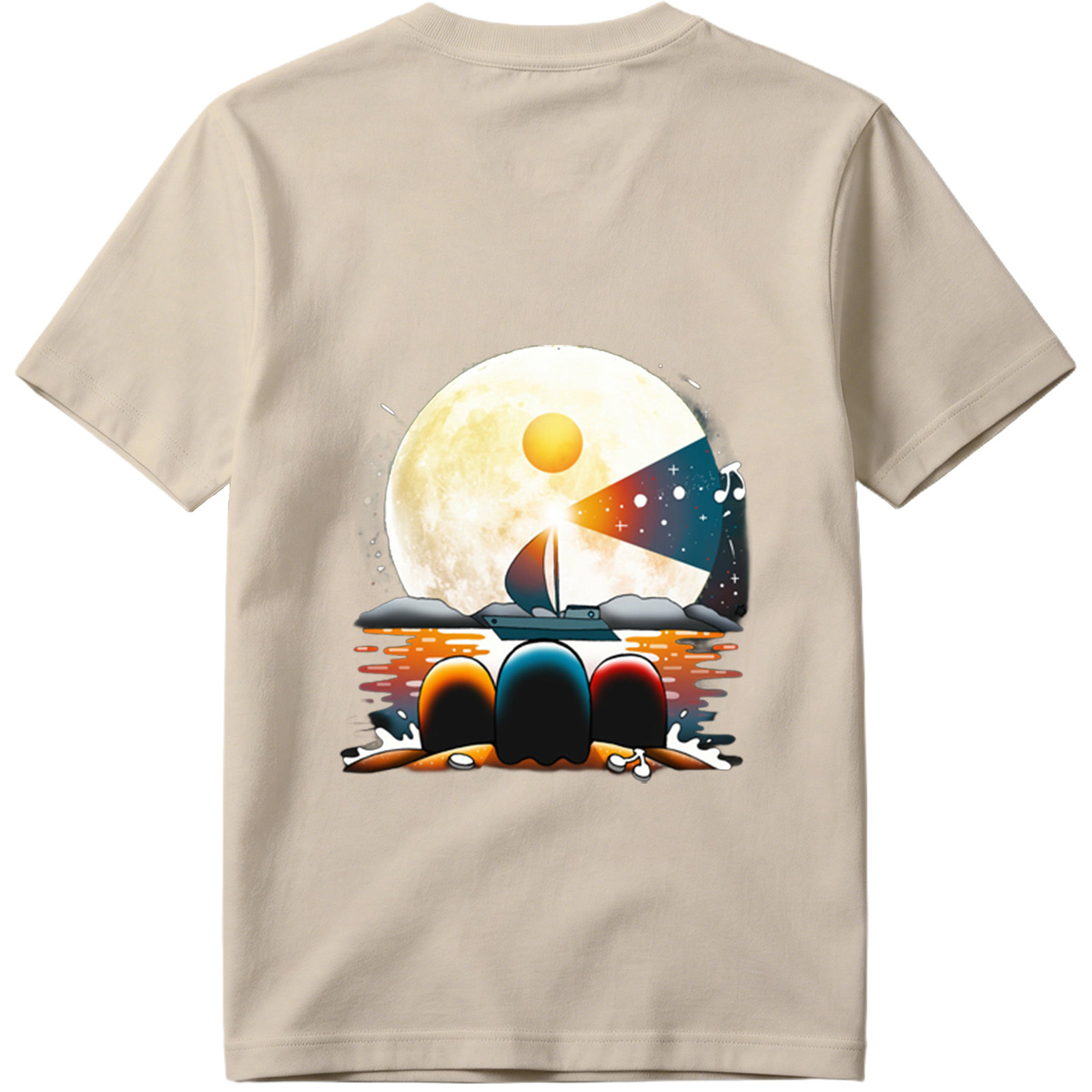 Sailboat Under the Moonlight with Musical Notes - Tee