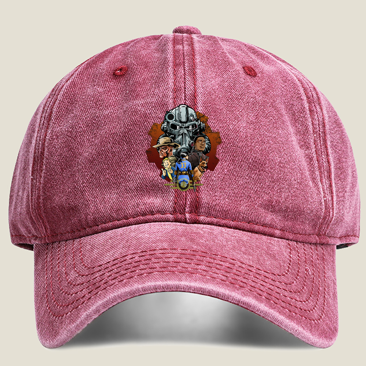 Fallout: Vault Boy, Vault Dweller, Dogmeat, and Brotherhood of Steel - Washed Denim - Baseball Cap