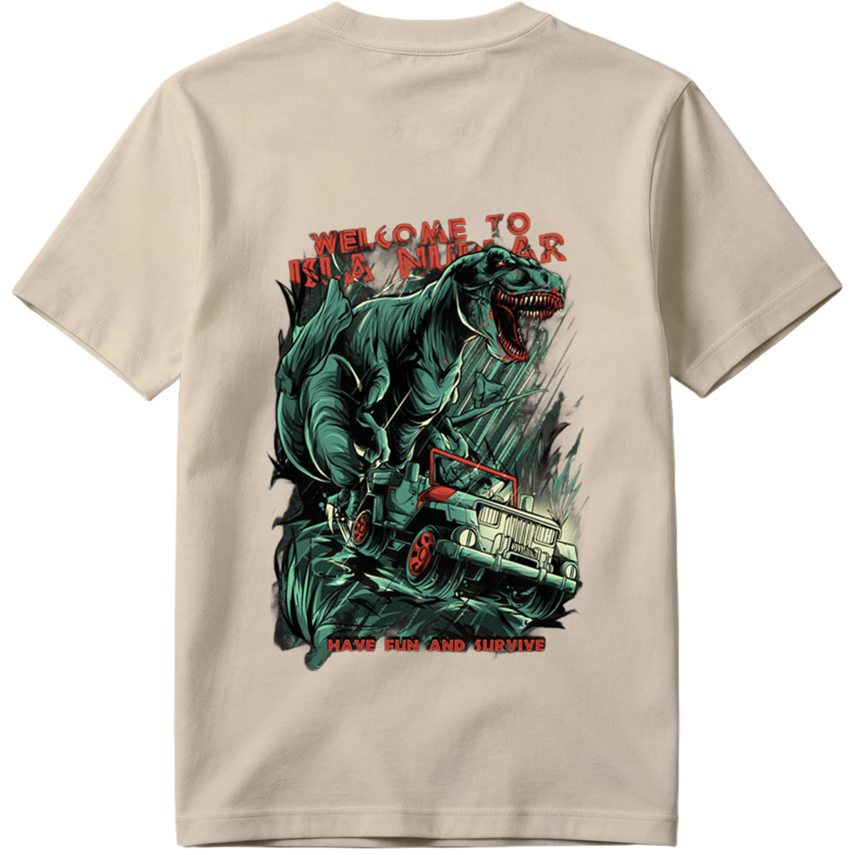 Jurassic Park T-Rex vs Jeep: Welcome to Isla Nublar - Tee