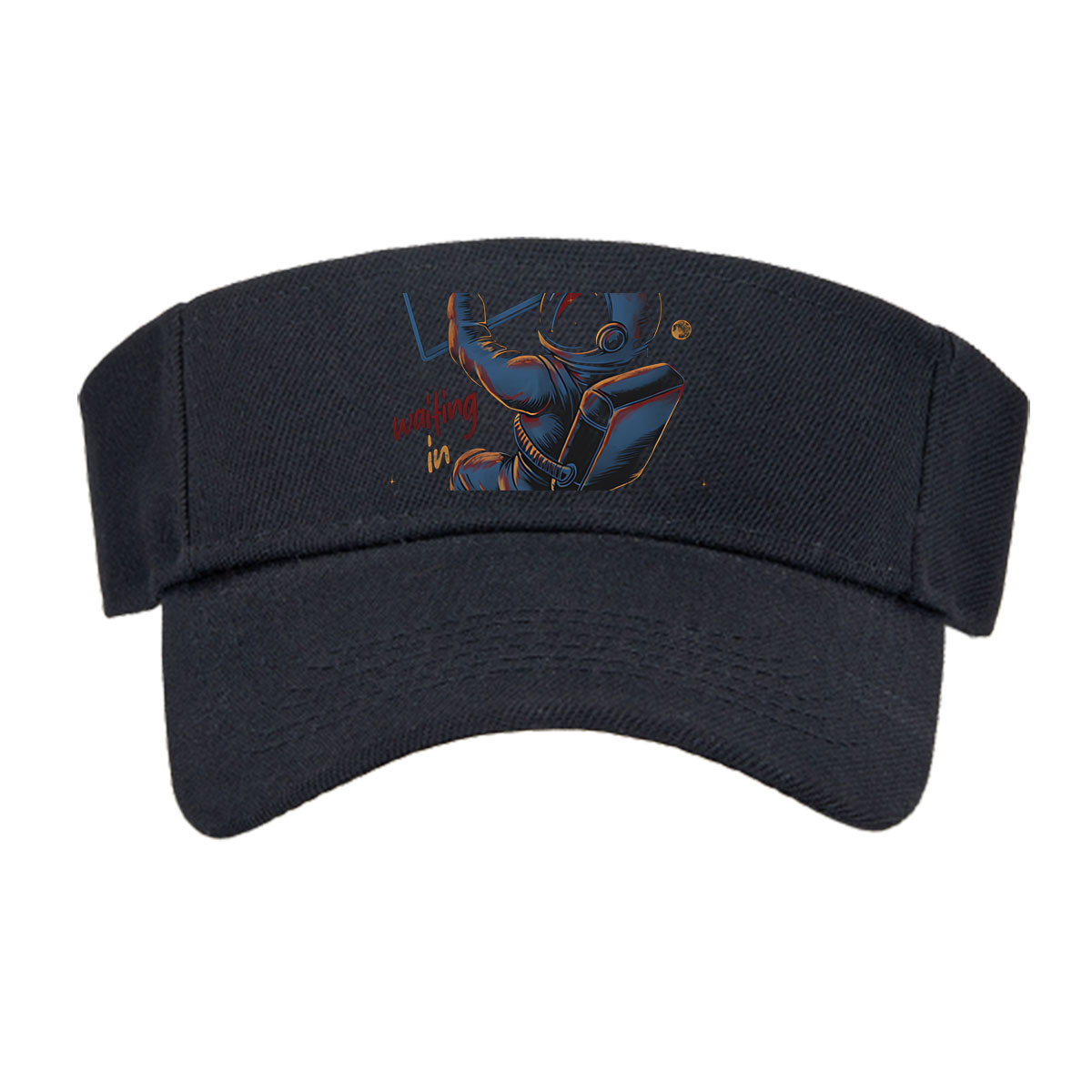 Starman in Space: Astronaut Reaching for Window, Cosmic Scene with Planets and Stars -  Visor cap