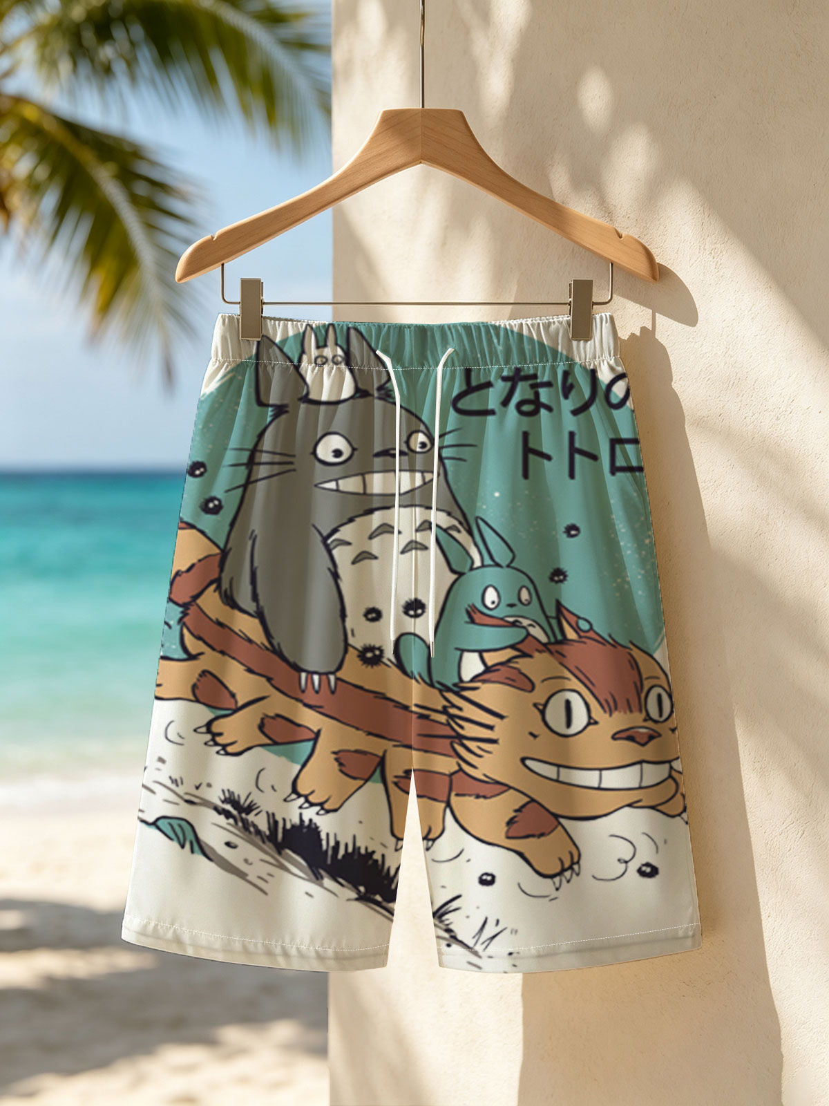 Totoro, Chu, and Catbus from My Neighbor Totoro -  Beach shorts