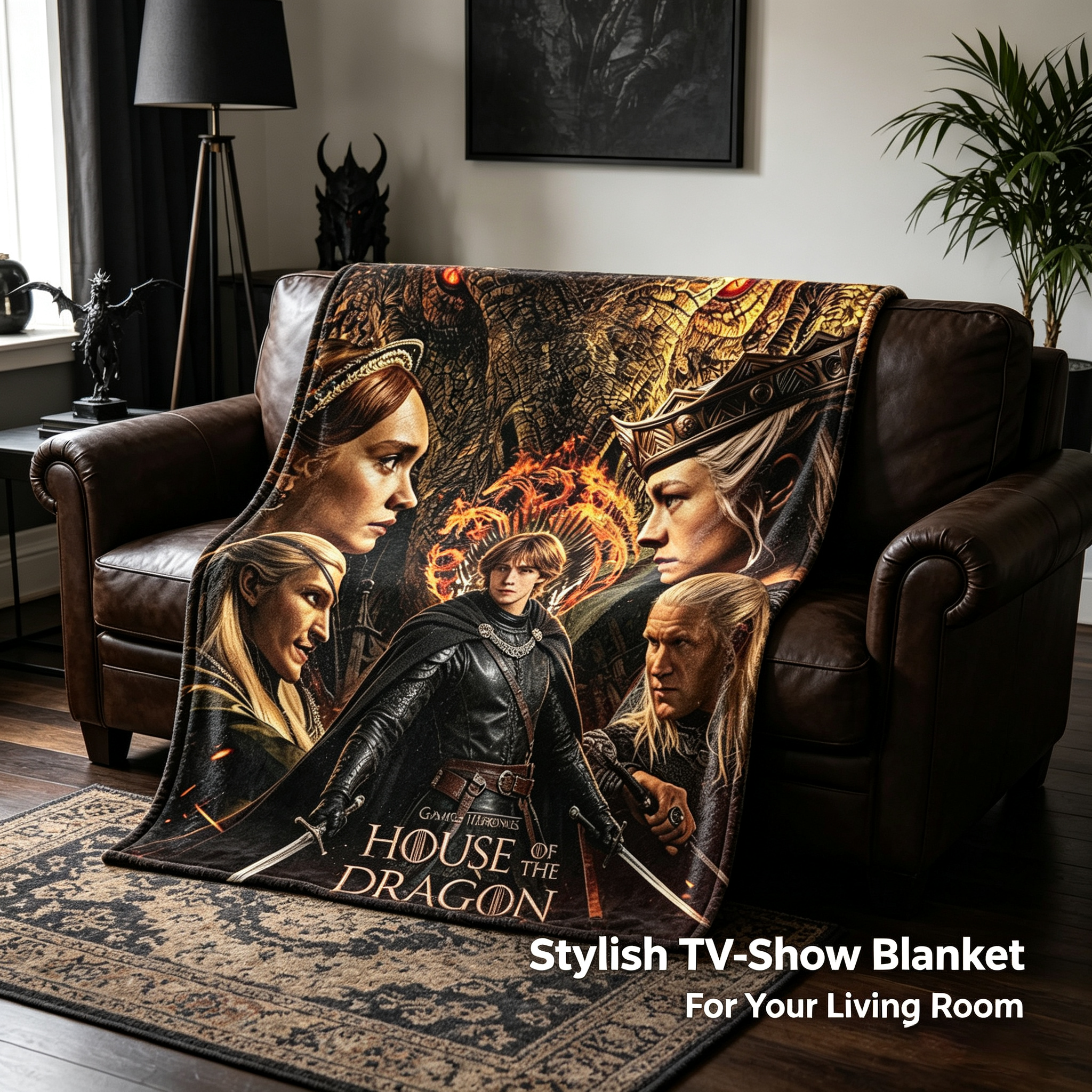 Custom Face Blanket House of the Dragon Flannel Blanket for Couch or Bedding Perfect Gift for Fans of Game of Thrones Series