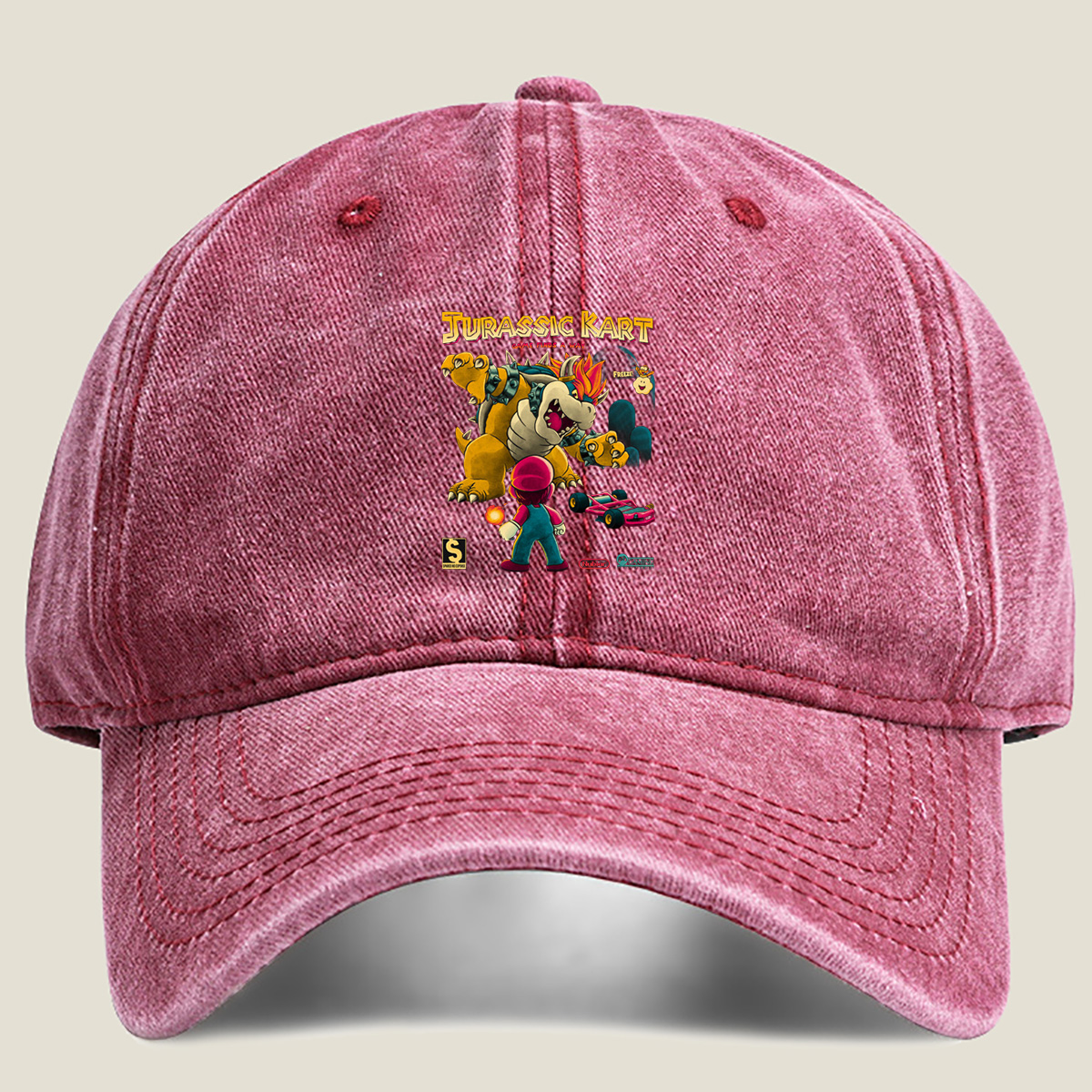 Jurassic Kart: Mario vs Bowser - Washed Denim - Baseball Cap