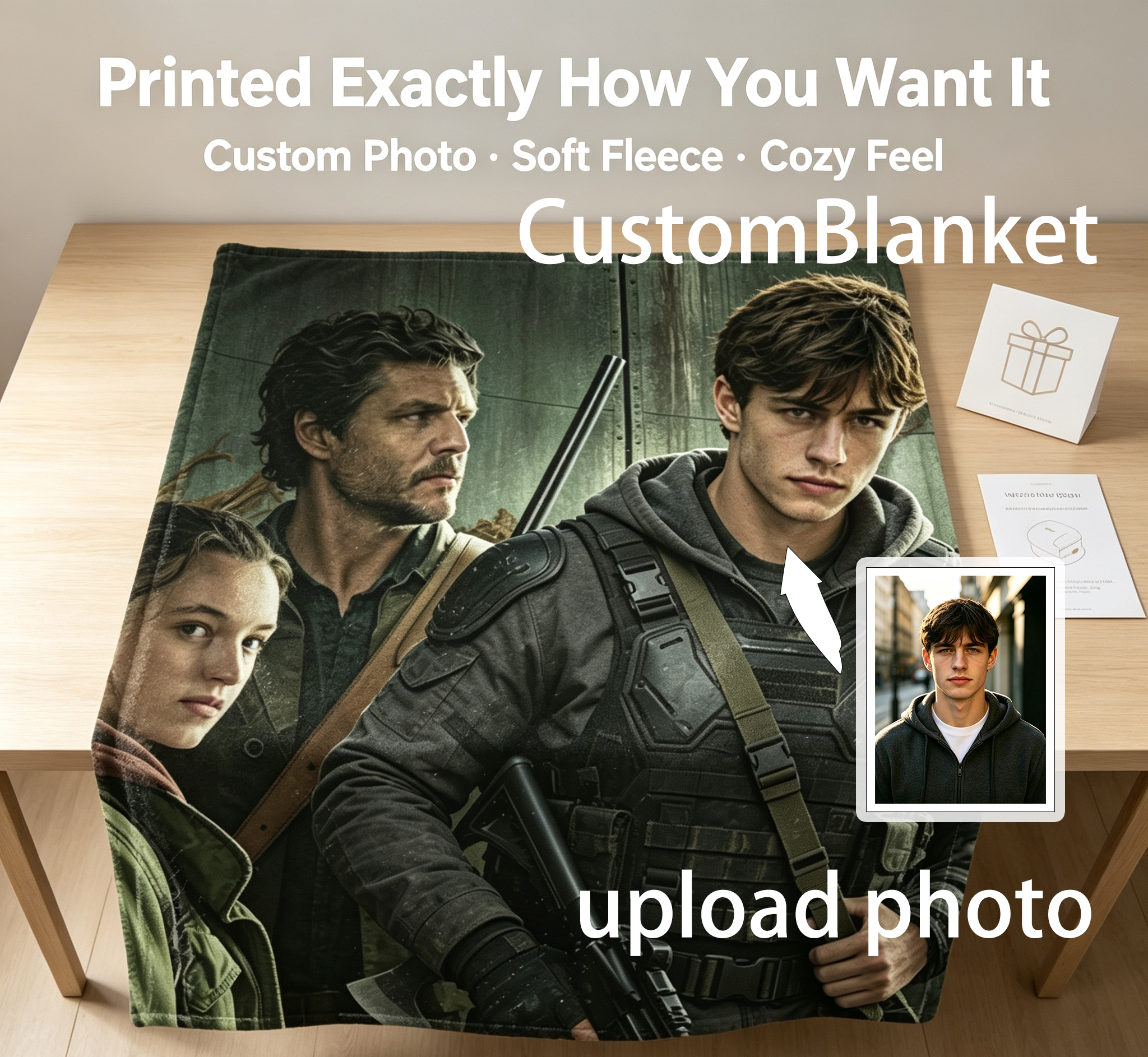 Custom Face Blanket The Last of Us Flannel Blanket Cozy Gaming Gift for Fans and Collectors