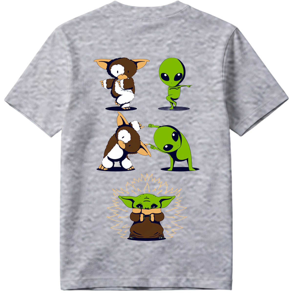Diddy Kong, Alien, and Baby Yoda in Playful Poses - Tee